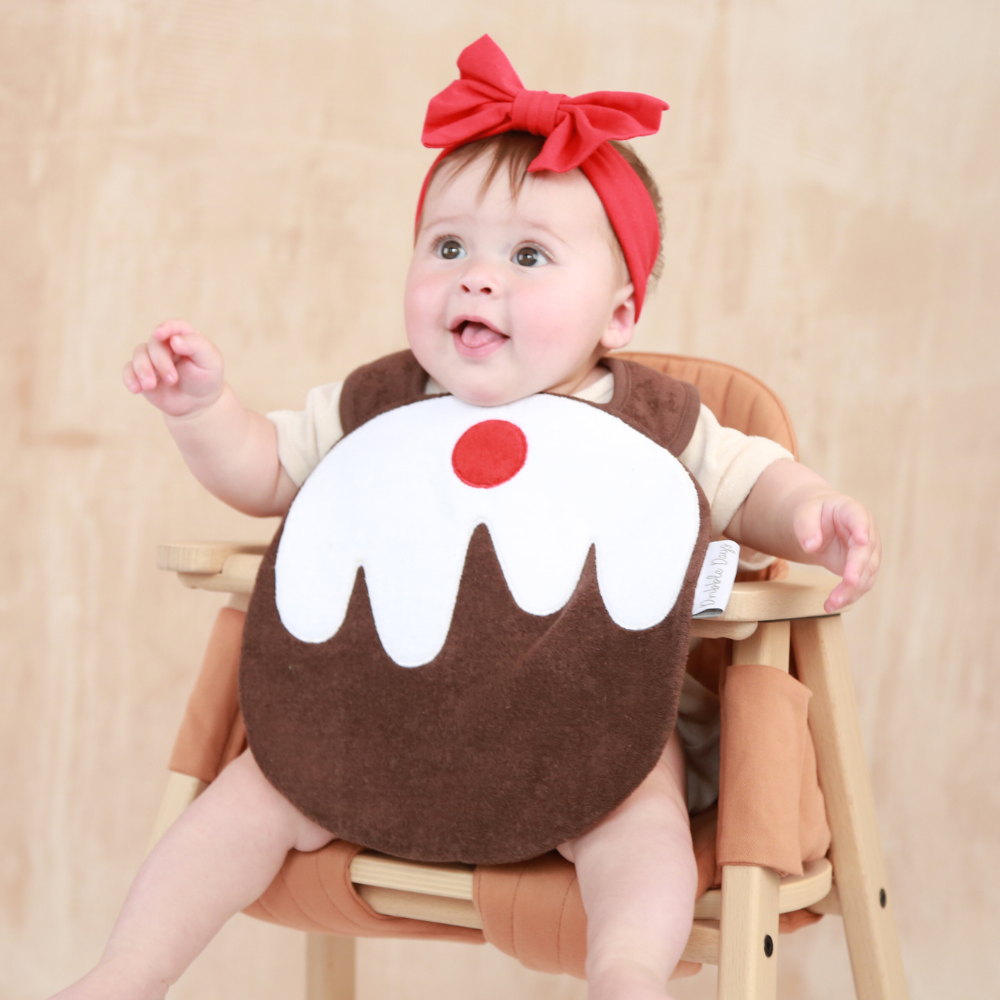 Christmas Pudding Shaped Baby Bib Dribble Days